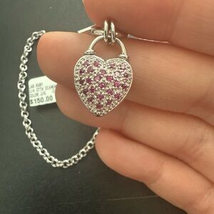Sterling Silver Ruby Heart Necklace NWT
